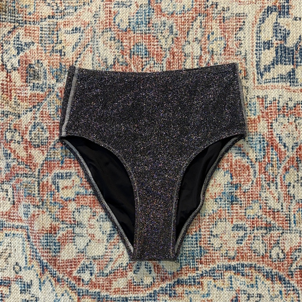 Atmosea High Waist Bikini Bottoms in Midnight Sparkle SZ S NWT - Picture 2 of 4